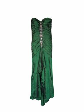 Jovani Emerald Green Beaded Spaghetti-Strap Gown